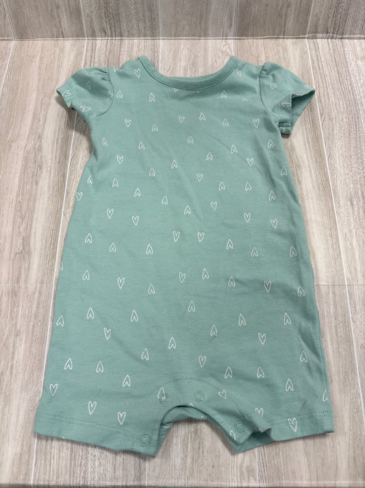 3-6m Mint Heart Shortie Romper