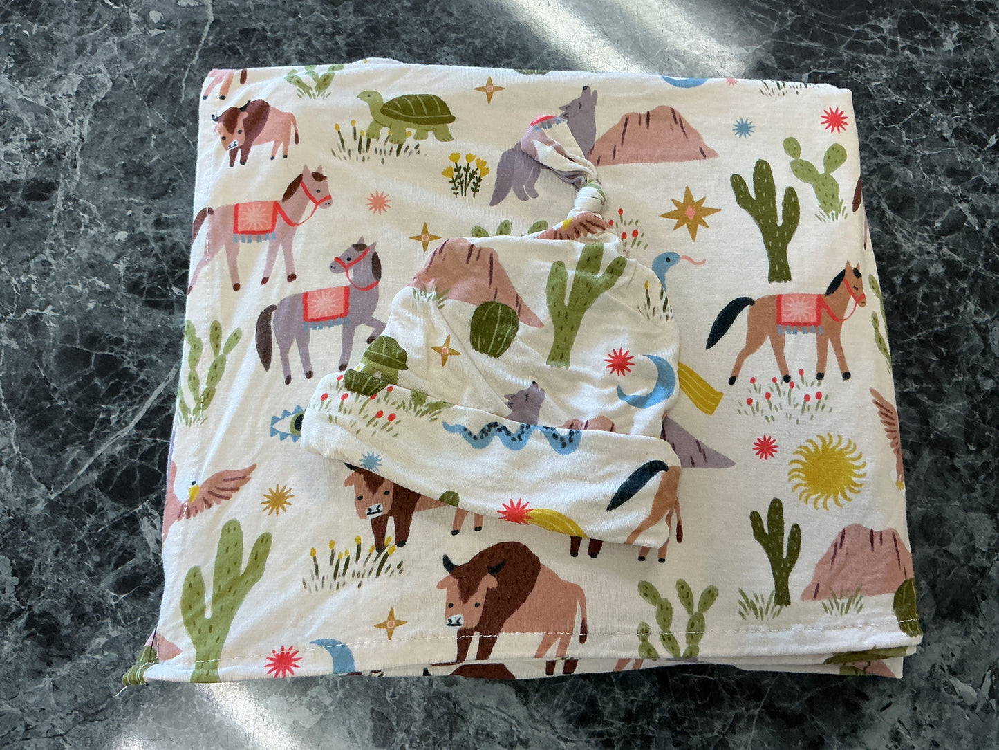 Little Sleepies Desert Western Swaddle + Hat Set
