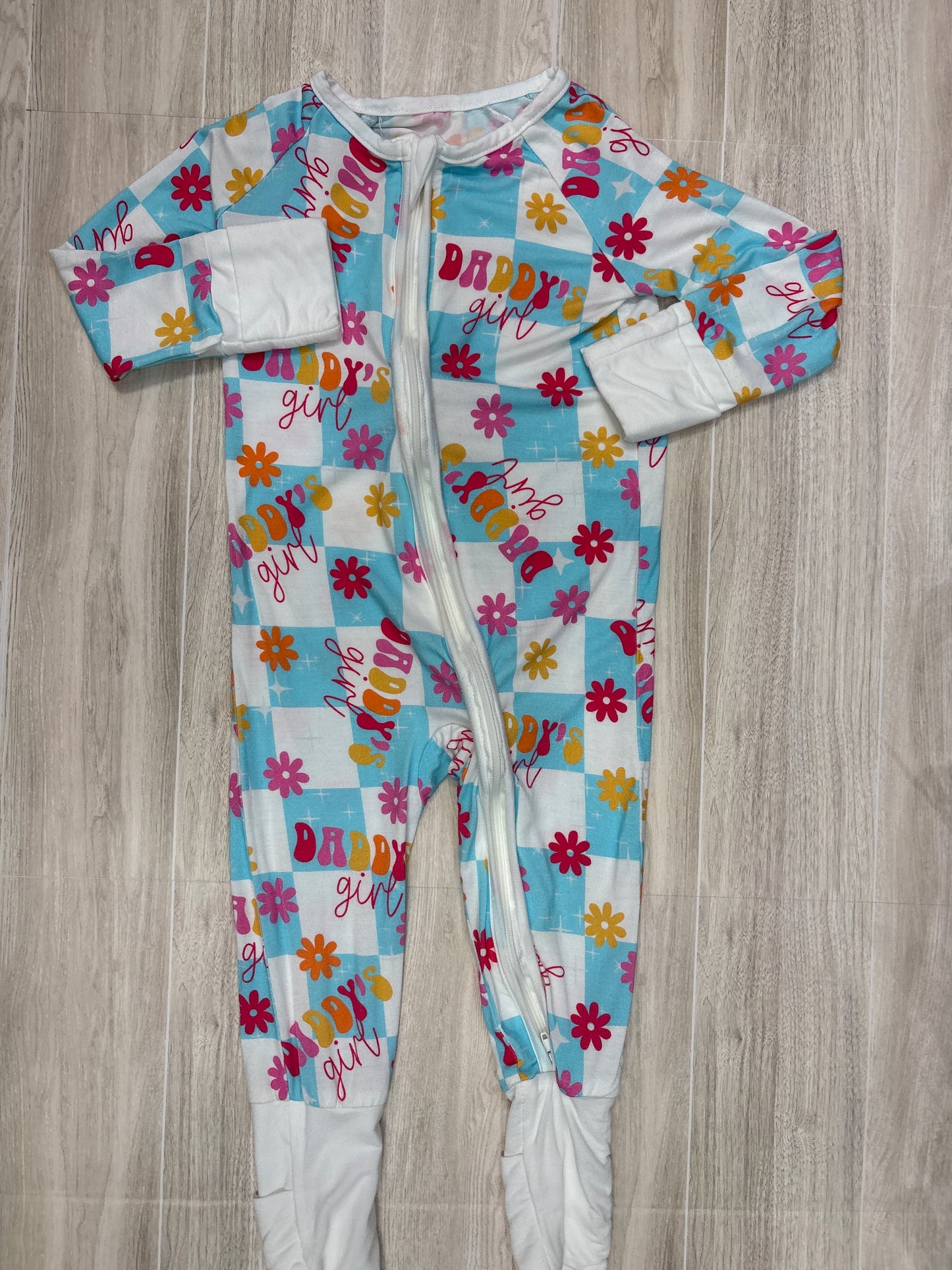 12-18m Daddys Girl Blue/White Checkered Pajama