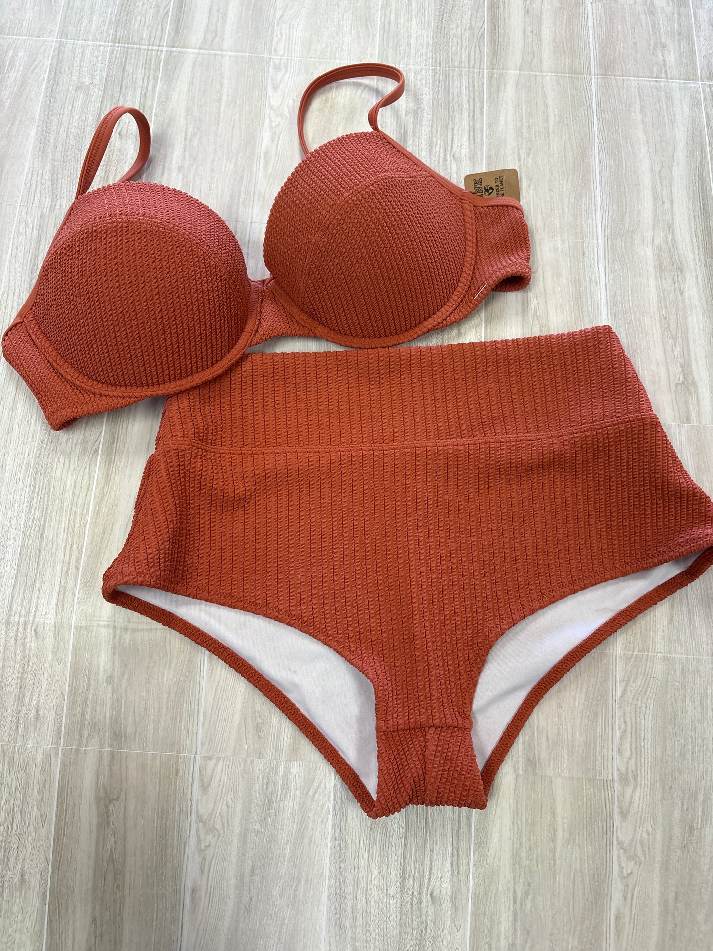 NWT Womens XLarge Victorias Secret Terracotta Corded 2 Piece Swim Suit