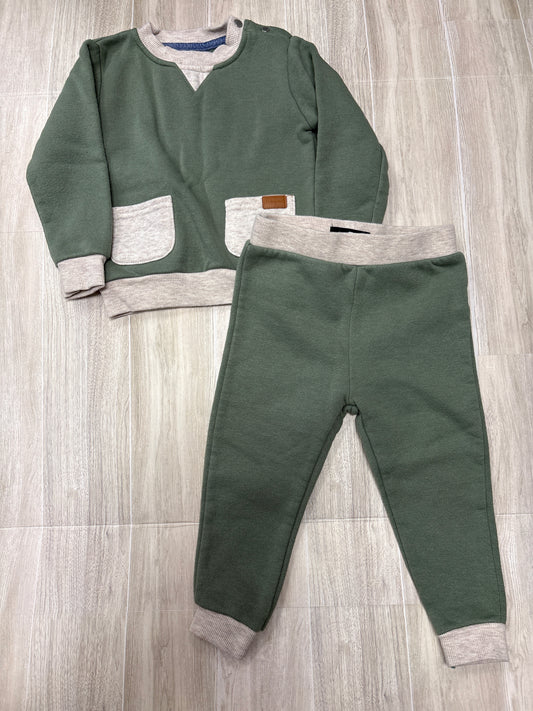 18m 7 for All Mankind Sage Green/Cream Pocket Sweat Suit