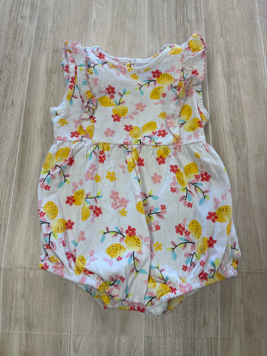 6-9m Lemon Floral Ruffle Romper
