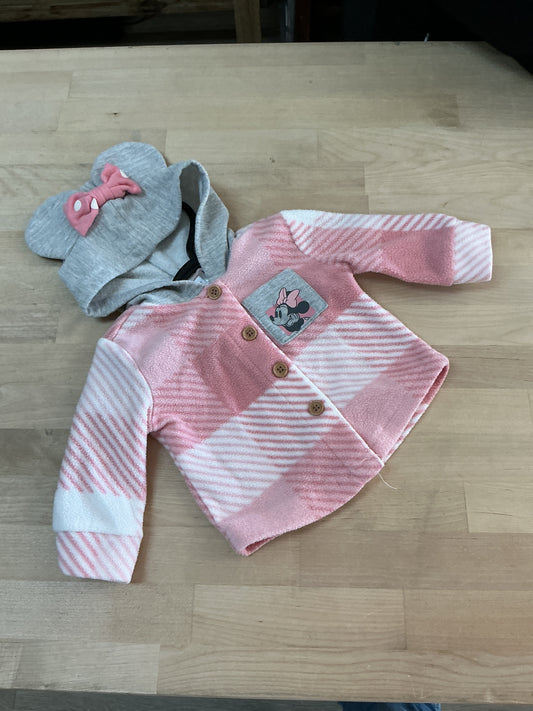 Newborn Pink Plaid Minnie Fleece Hooded Shacket