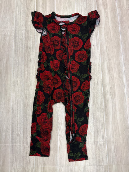 18-24m Bums & Roses Black Roses Ruffle Romper