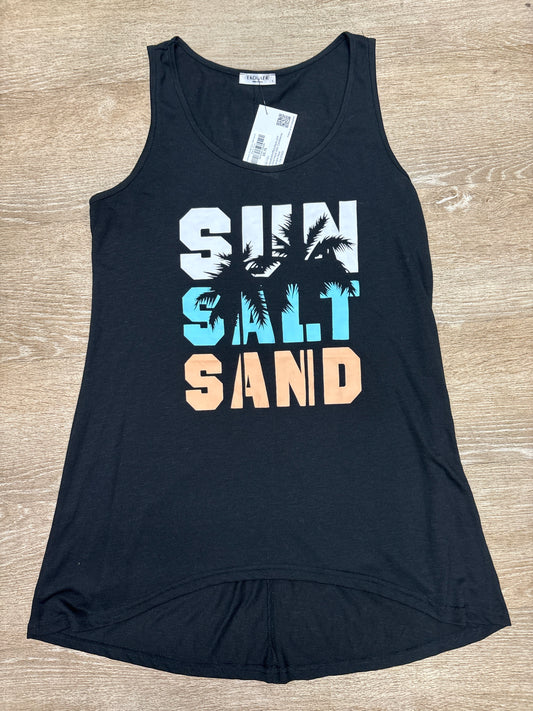 Womens Small Sun Salt Sand Black Tank
