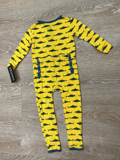 18-24m Kickee Pants Yellow Shark Pajama Romper