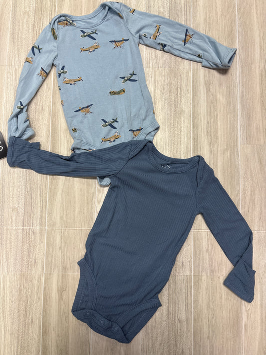 3m Navy/Airplane Onesie 2 Pack