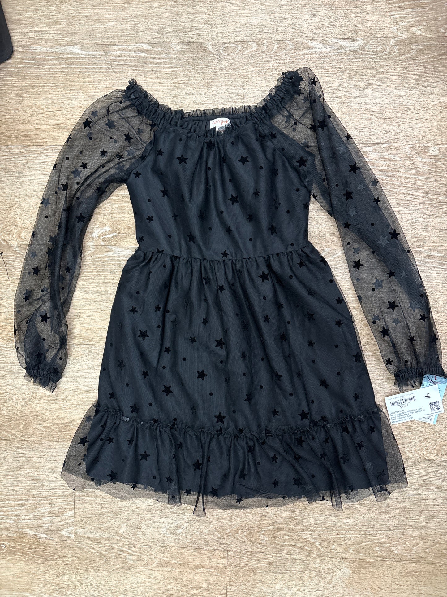 NWT 10/12 Black Star Long Sleeve Dress
