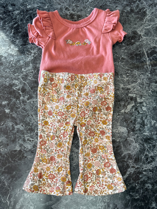 3m Terracotta Onesie + Floral Legging Set