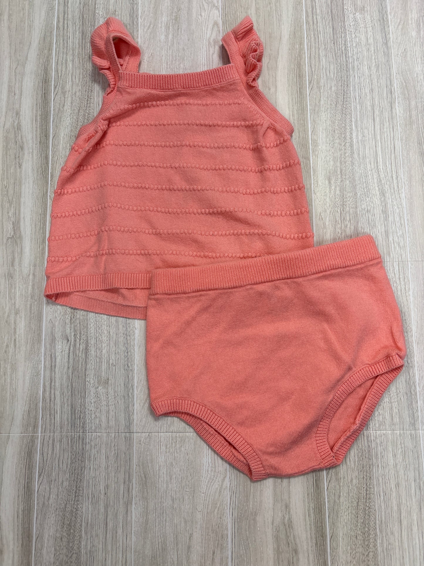 18m Peach Knit 2 Piece Tank + Bloomers Set