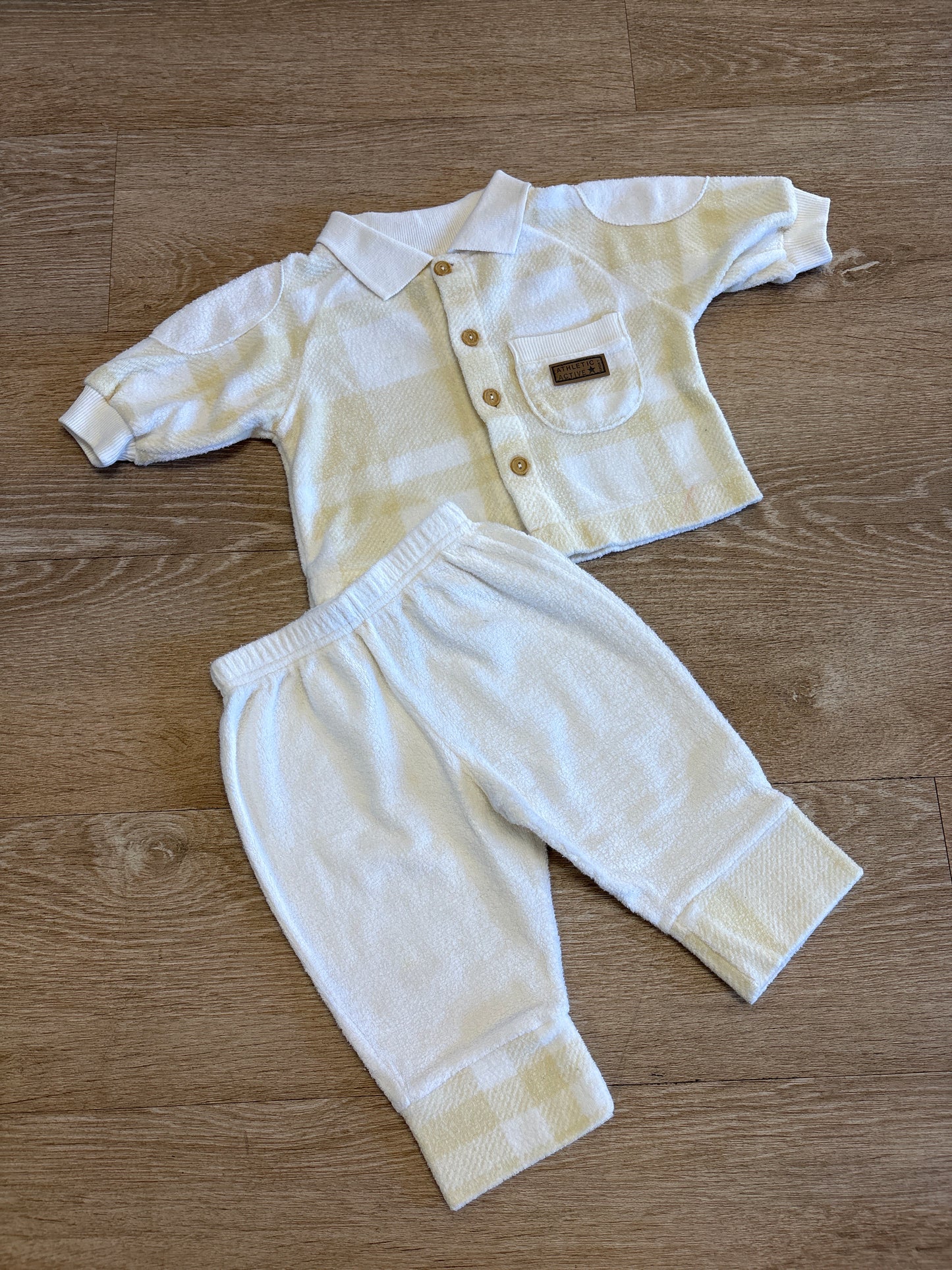 3-6m VINTAGE Little By Little Yellow/Cream Plaid Cozy Set