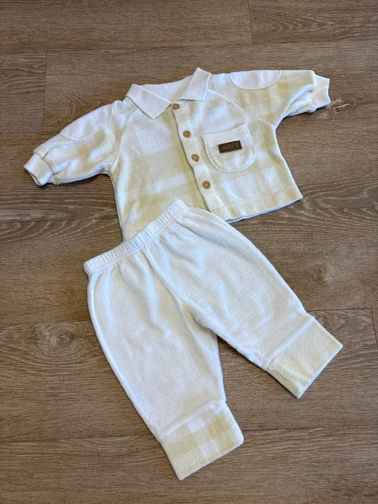 3-6m VINTAGE Little By Little Yellow/Cream Plaid Cozy Set