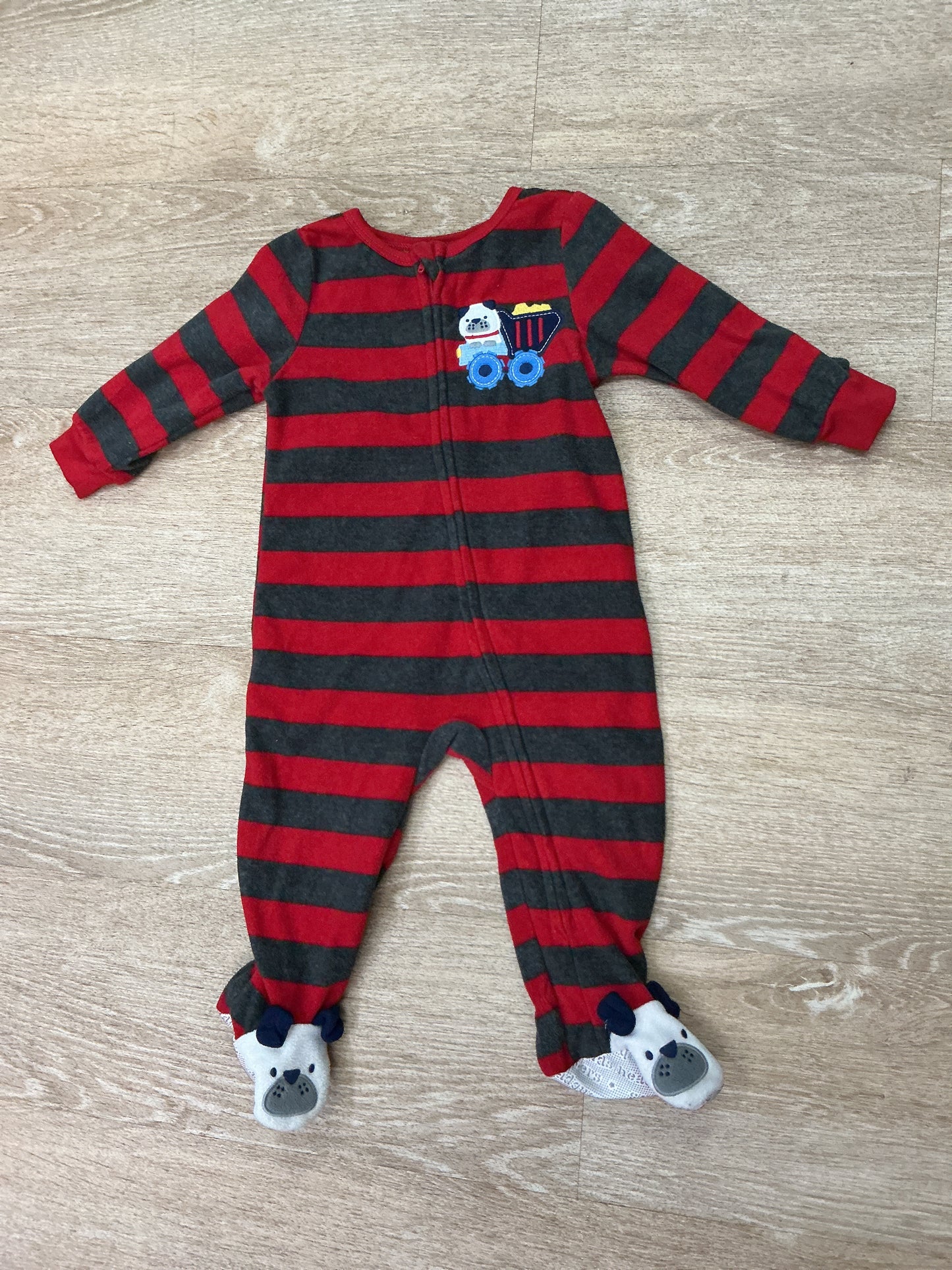12m Fleece Striped Dog Truck Pajama 2 Pack