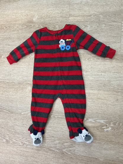 12m Fleece Striped Dog Truck Pajama 2 Pack