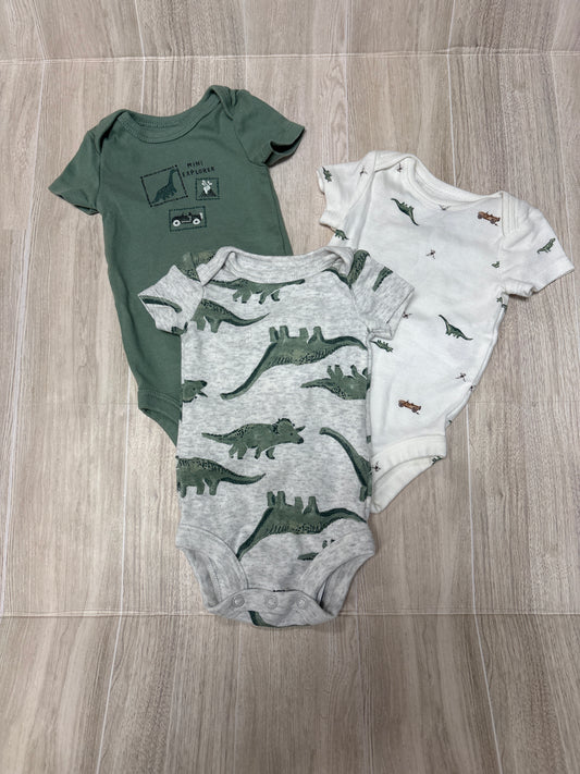 Newborn Onesie Green/Cream/Grey Dinos