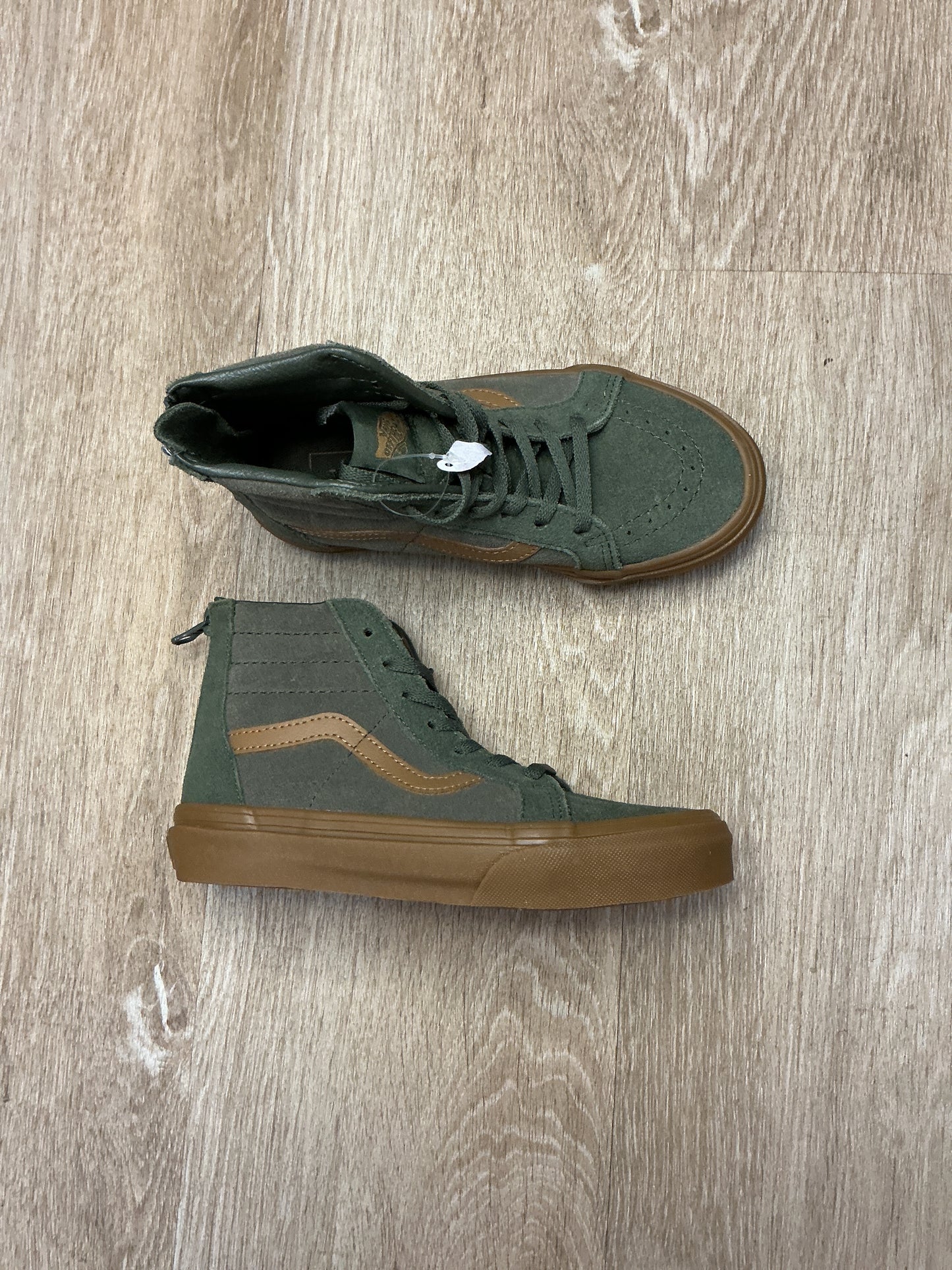 NWT 1Y Sk8 Hi Zip Kids Green Suede Shoes