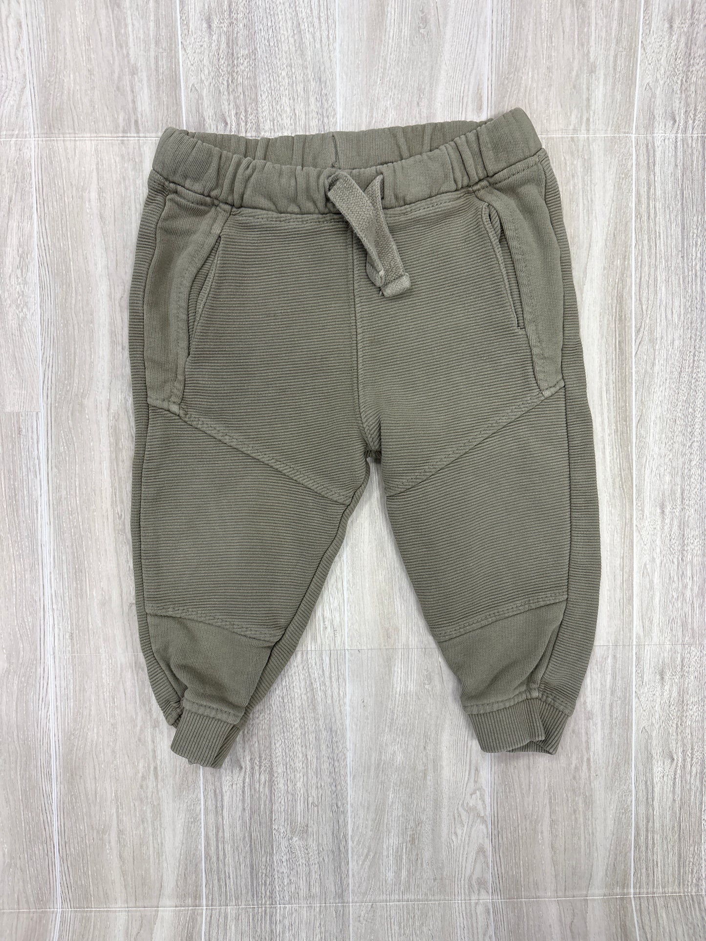 12-18m Zara Dusty Olive Ribbed Joggers