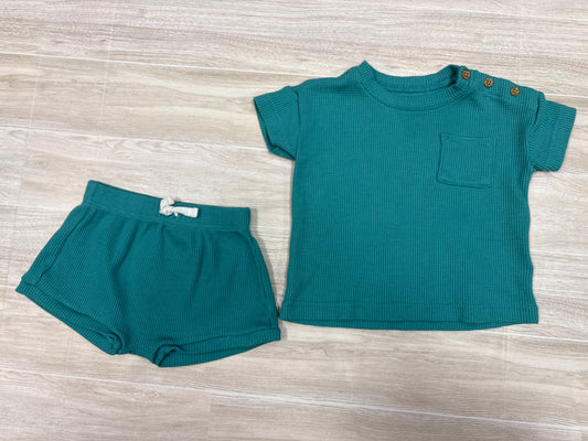 6m Aqua Waffle Knit 2 Piece Set