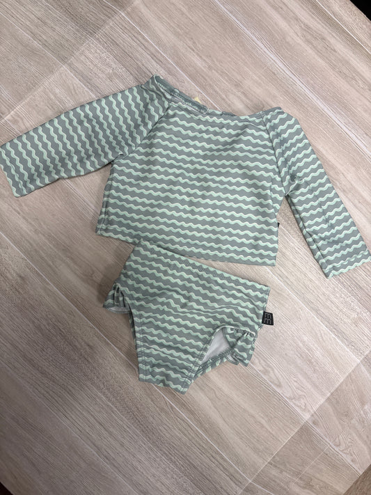 0-3m Seafoam Squiggle 2 Piece Swim Suit