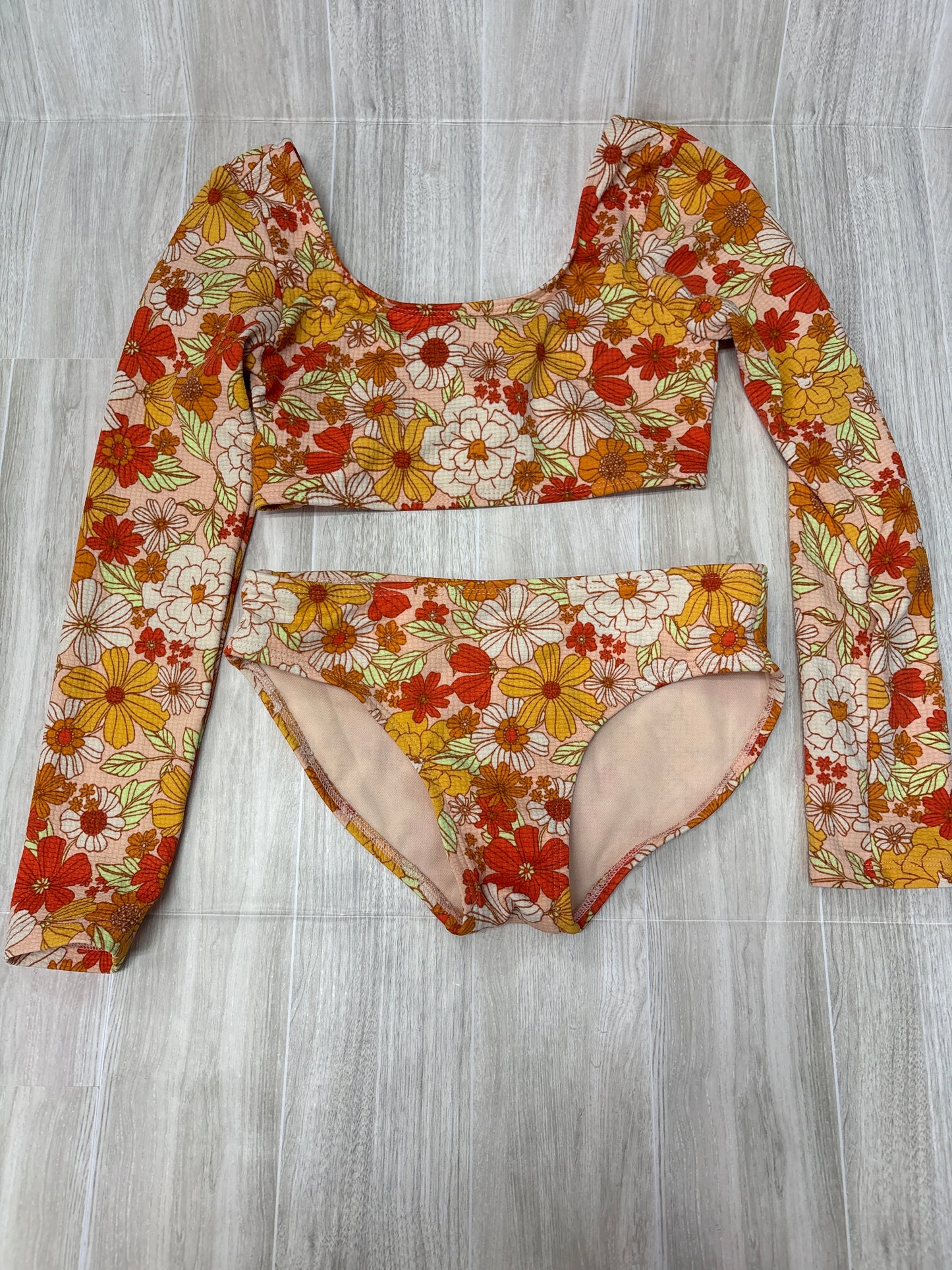 8 Orange/Reds Flowers 2 Piece Swim Set