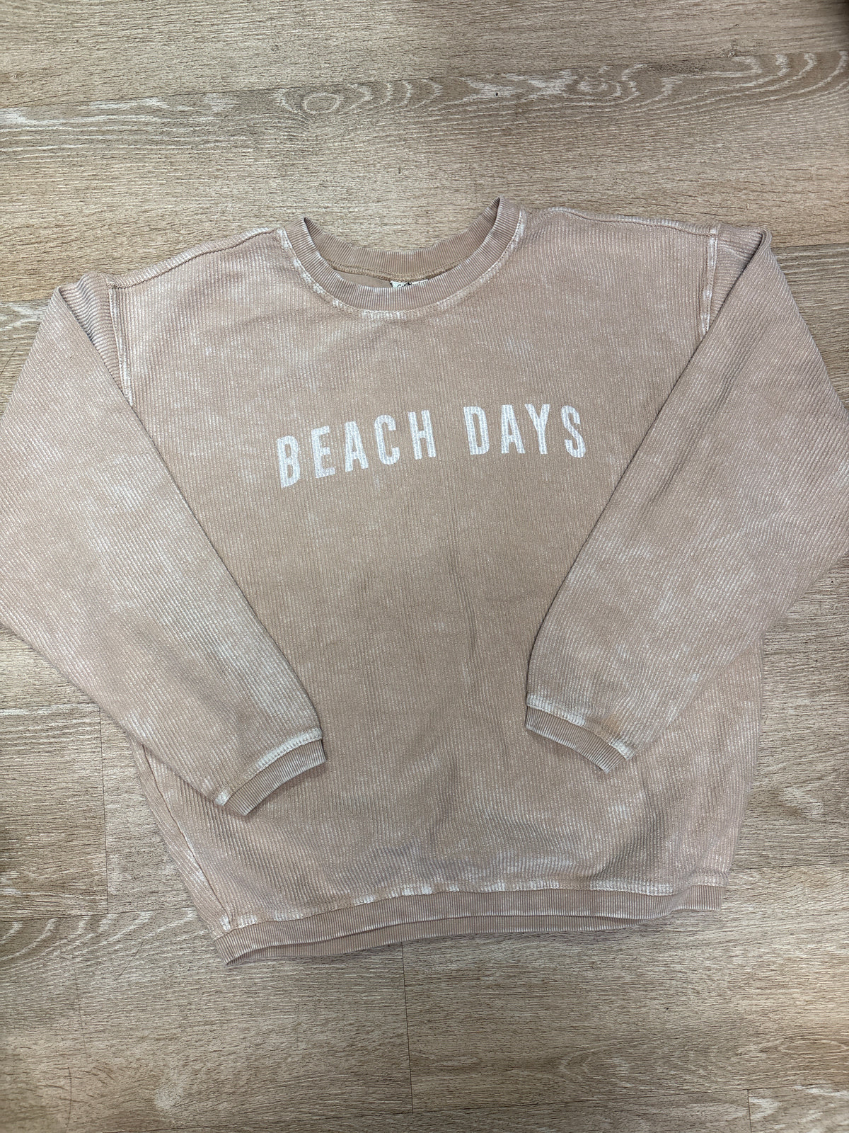 Womens Small Tan Beach Days Long Sleeve