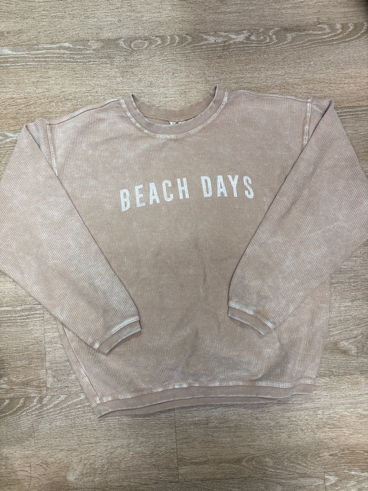Womens Small Tan Beach Days Long Sleeve