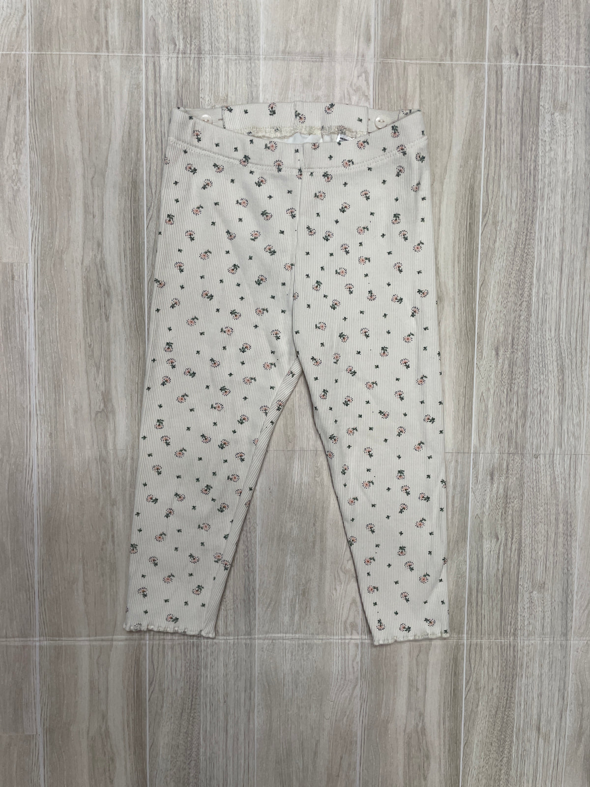 18m Cream Ribbed Floral Legging