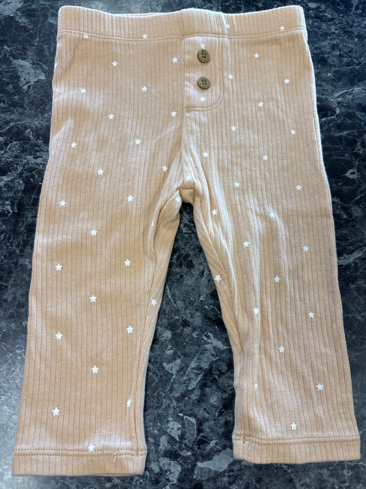 3-6m Tan Star Ribbed Pant