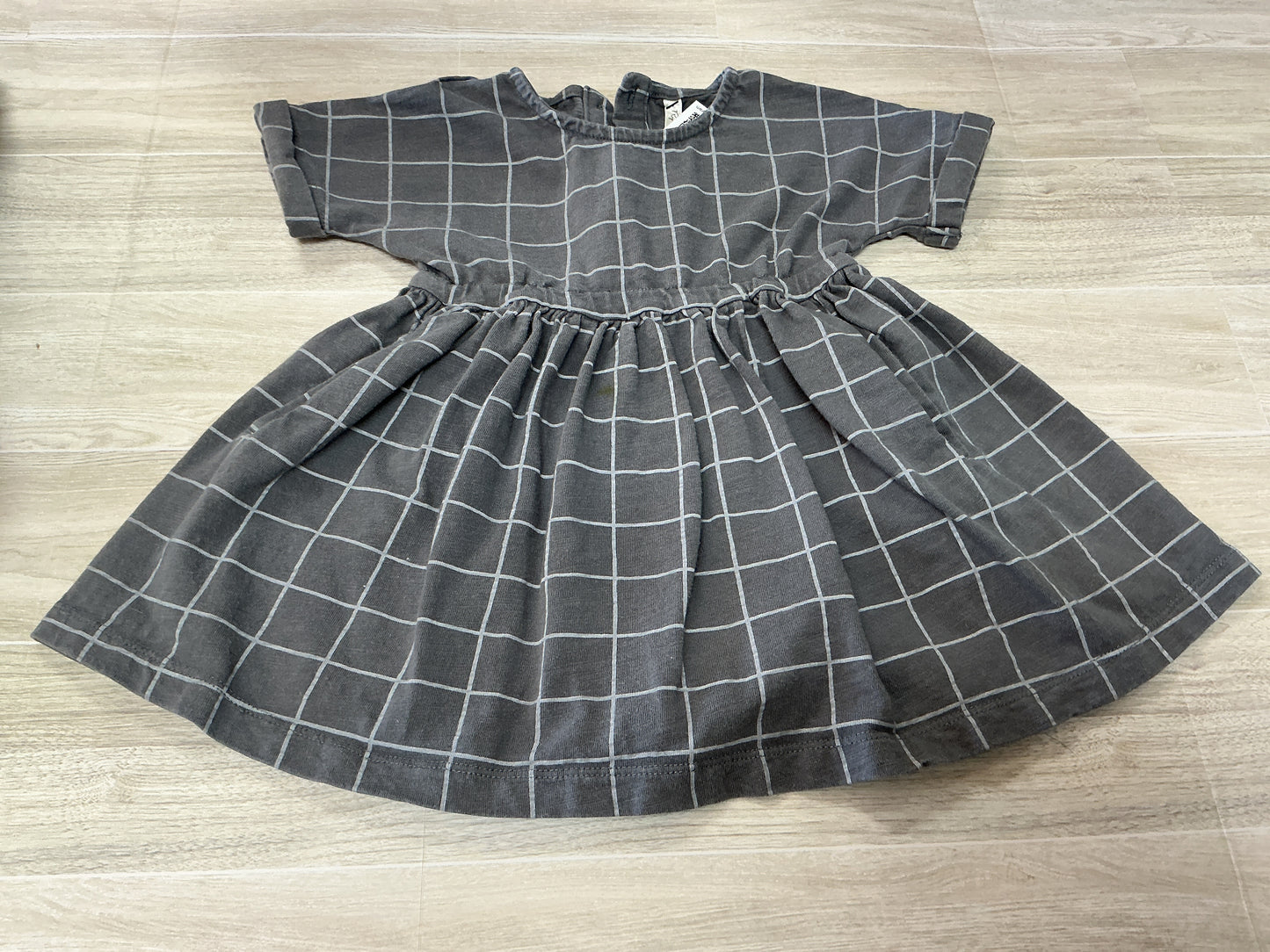 12-18m Rylee + Cru Grey Grid Babydoll Dress