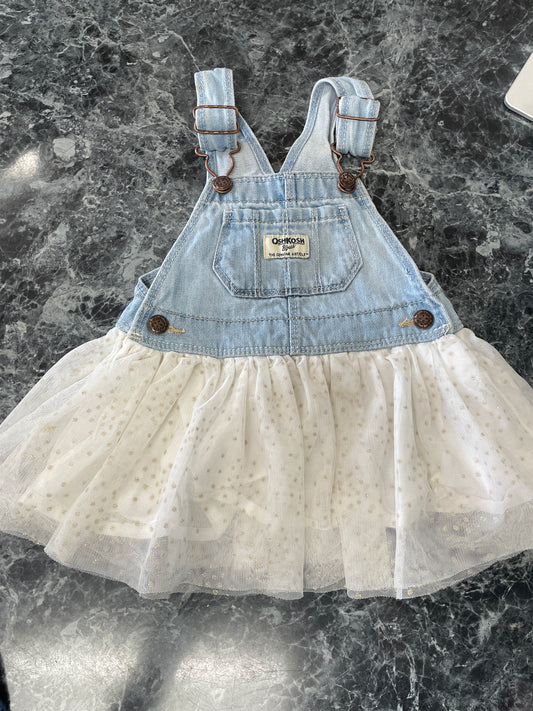 9-12m Oshkosh Gold Speckled Overall Dress