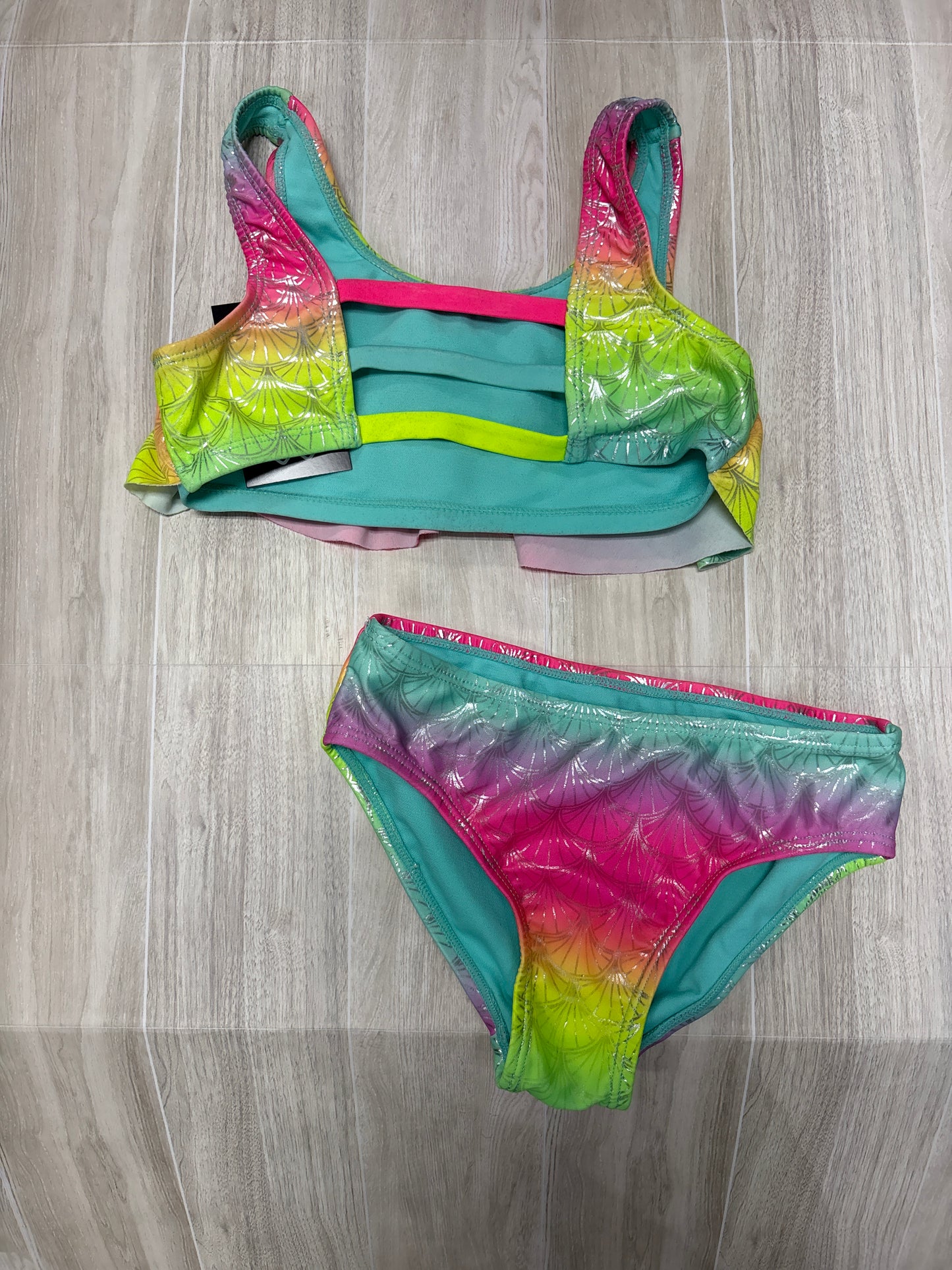 5/6 Neon Shell Printed 2 Piece Swimsuit