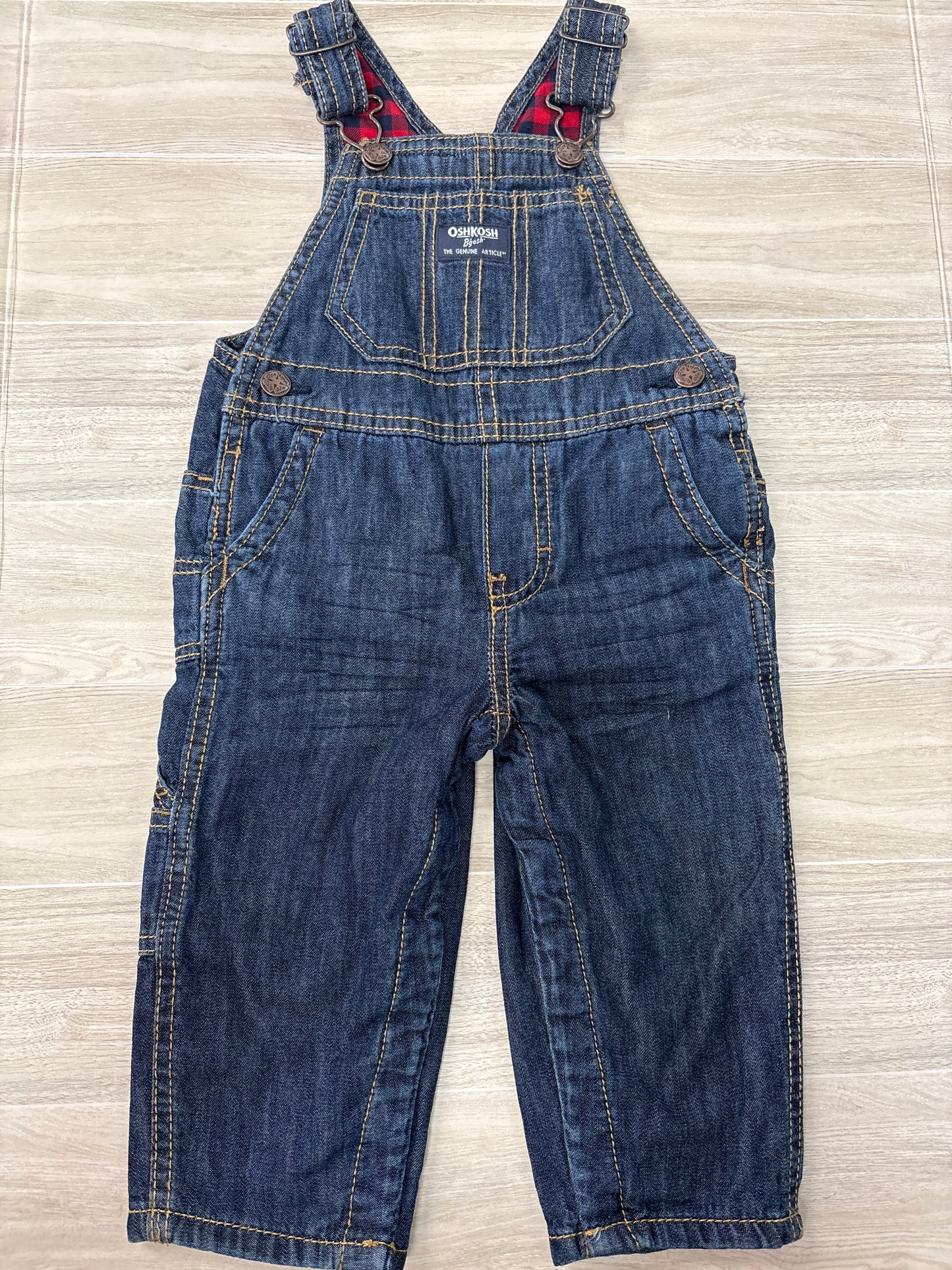 NWT 12m OshKosh Plaid Lined Overalls