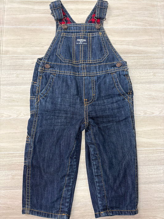 NWT 12m OshKosh Plaid Lined Overalls