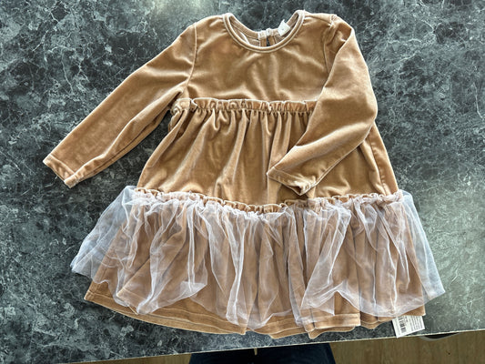 4T Velvet Ruffle Long Sleeve Dress
