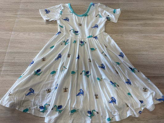 3T Kyte Dragons White/Blue Twirl Dress