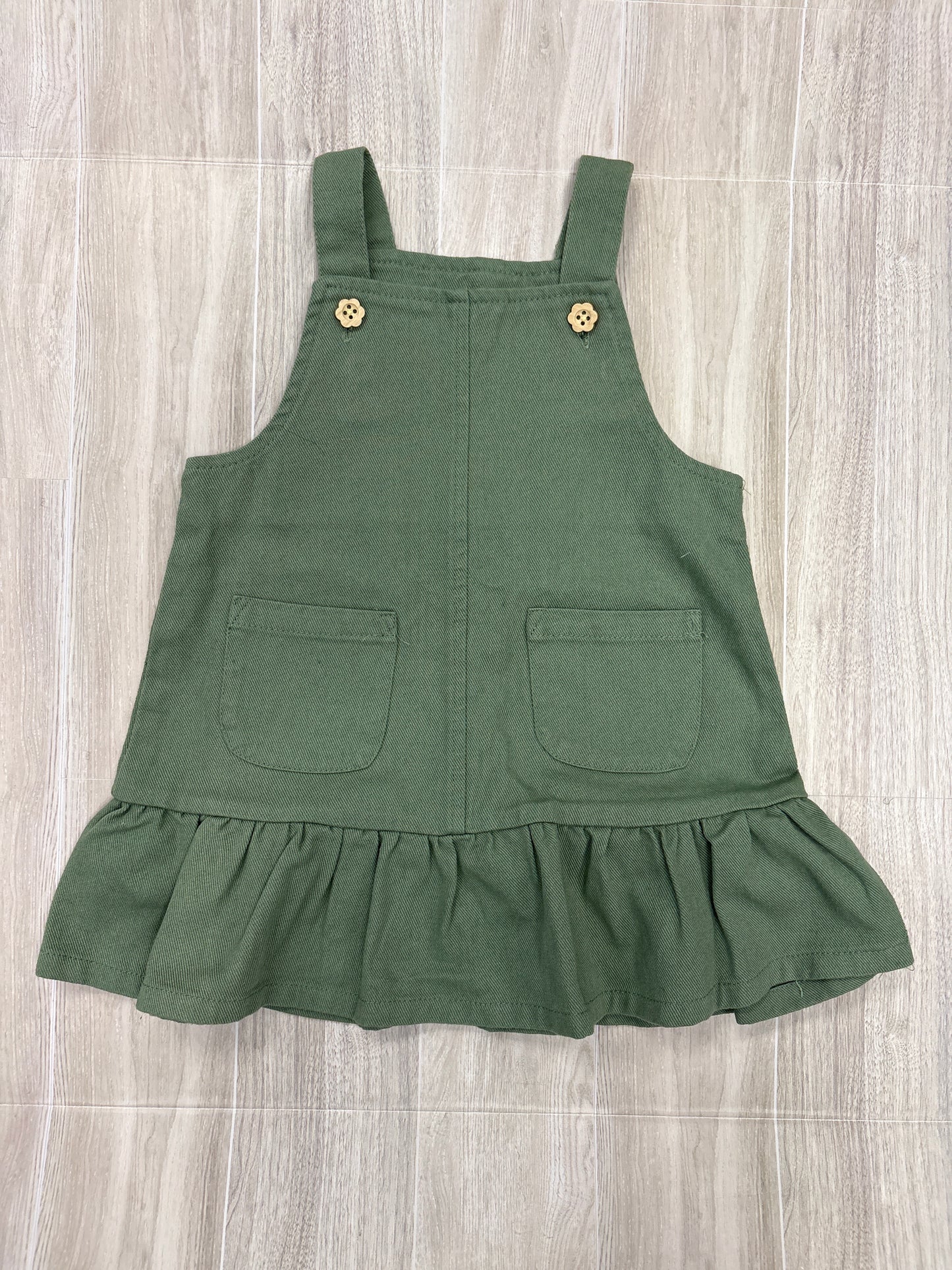 18m Olive Pocket Overall Ruffle Dress