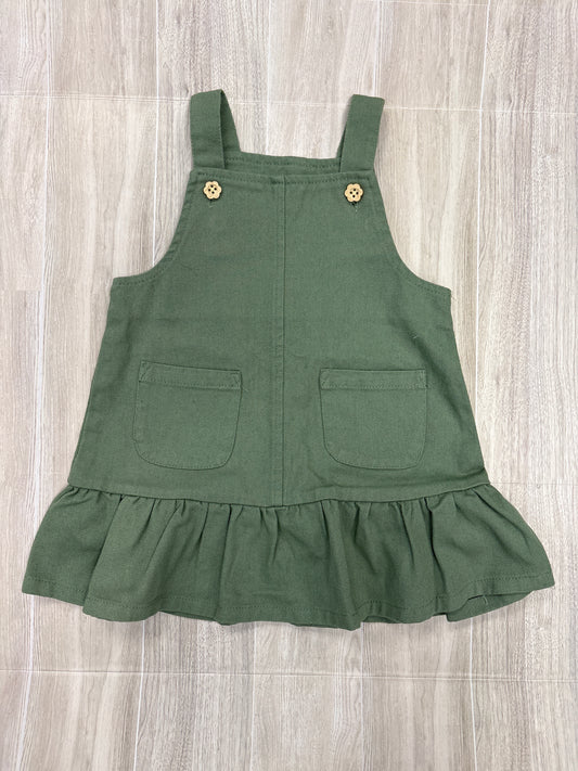 18m Olive Pocket Overall Ruffle Dress
