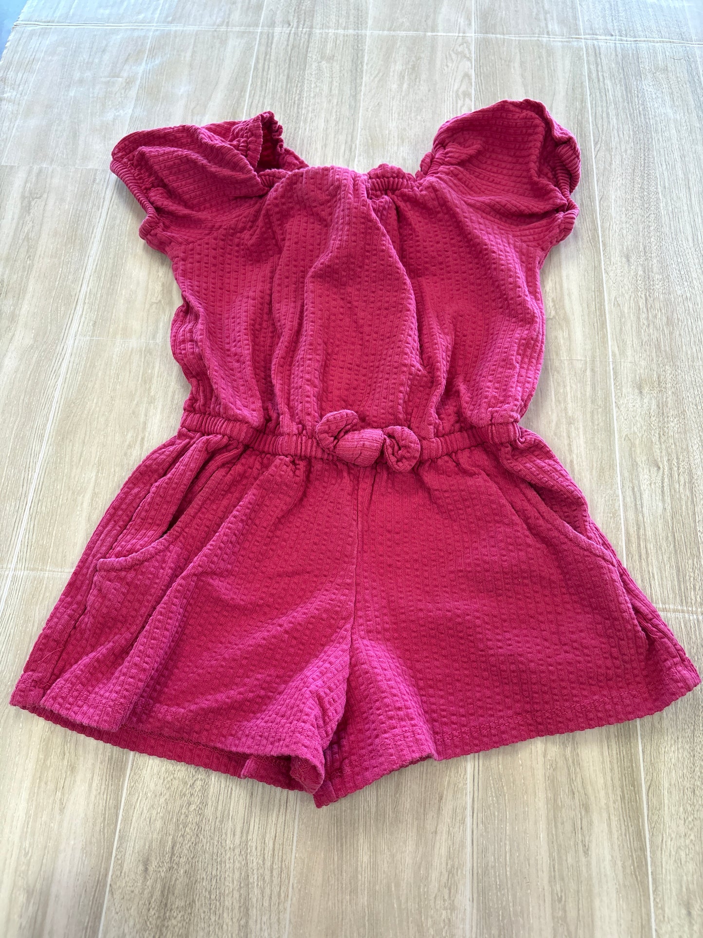4T Hot Pink Ribbed Romper