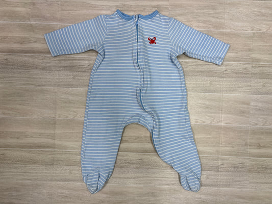 12m Blue/White Striped Crab Footie Pajama