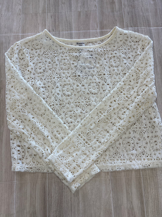 Womens XS Cream Eyelet Long Sleeve
