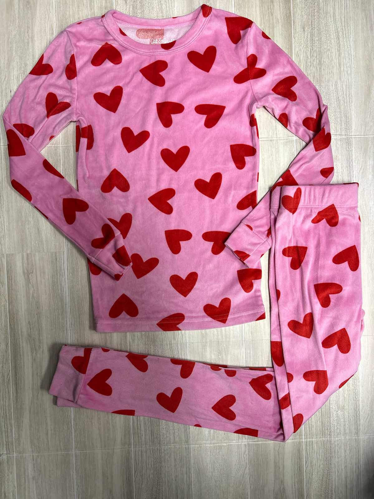 8 Pink/Red Heart 2 Piece Pajama Set
