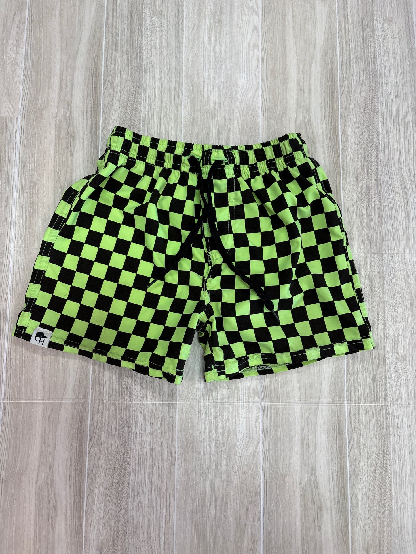 5/6 Lime Green/Black Checkered Shorts