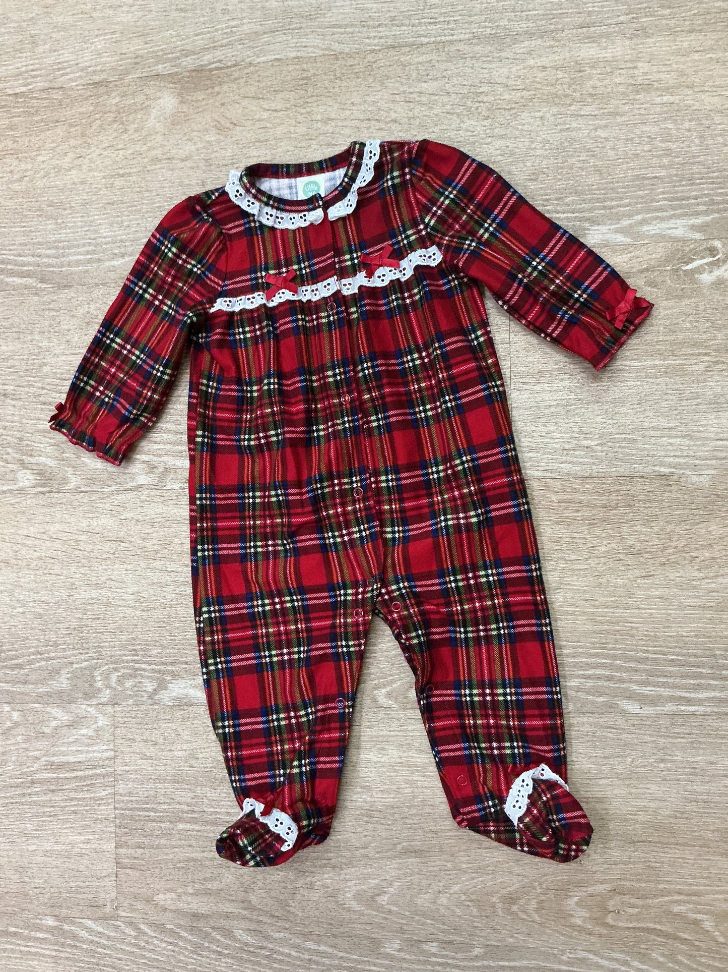 6m Little Me Plaid Footed Pajamas