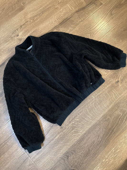 Womens Medium Black Sherpa Zip Up