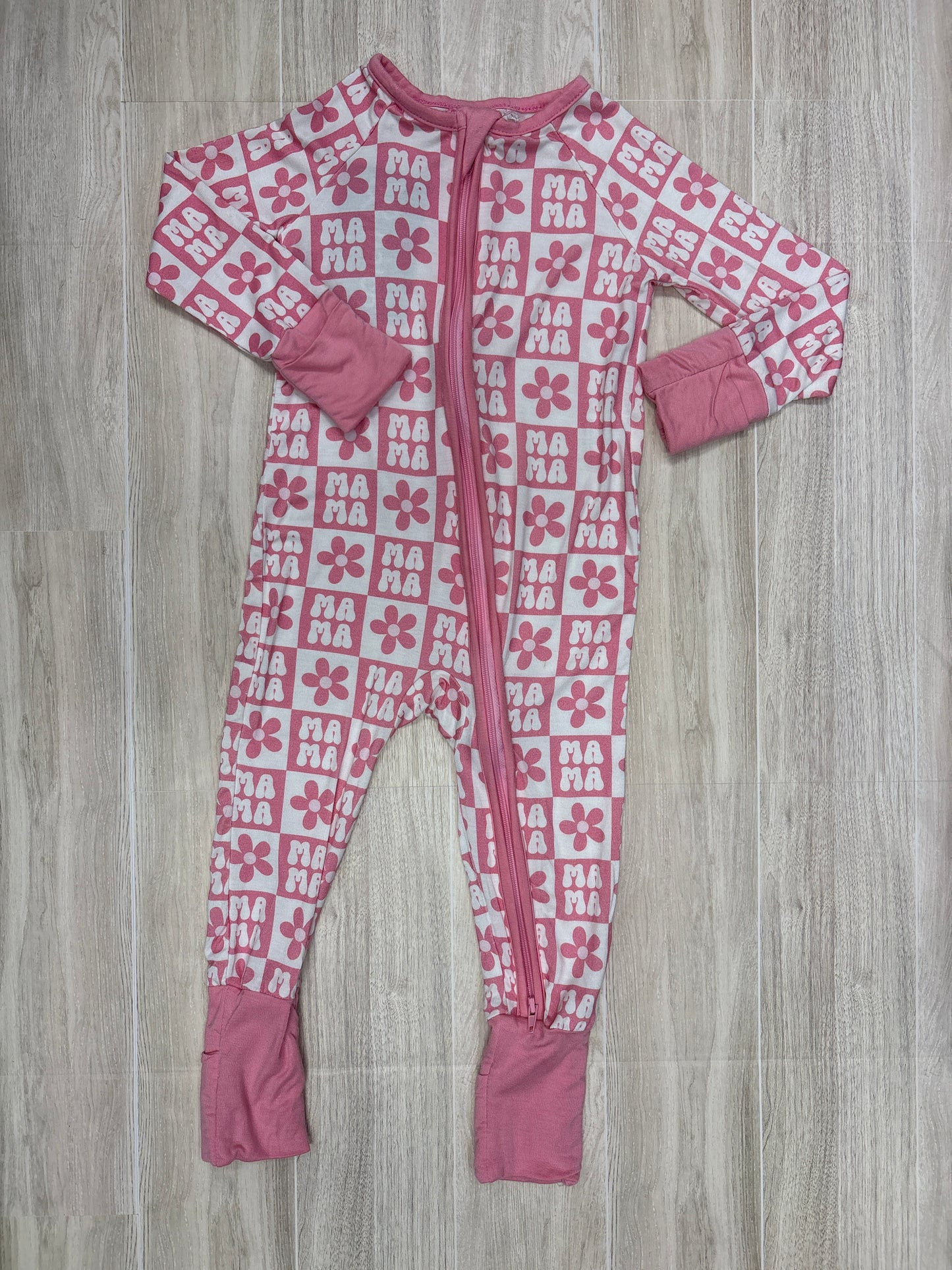 12-18m Mama Pink Checkered Pajama