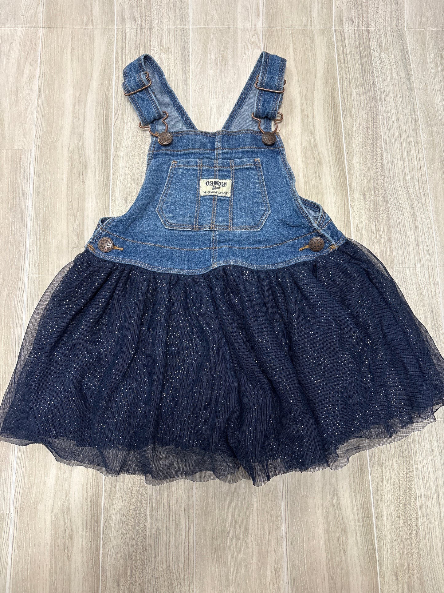 3T OshKosh Blue Gold Glitter Twirl Dress