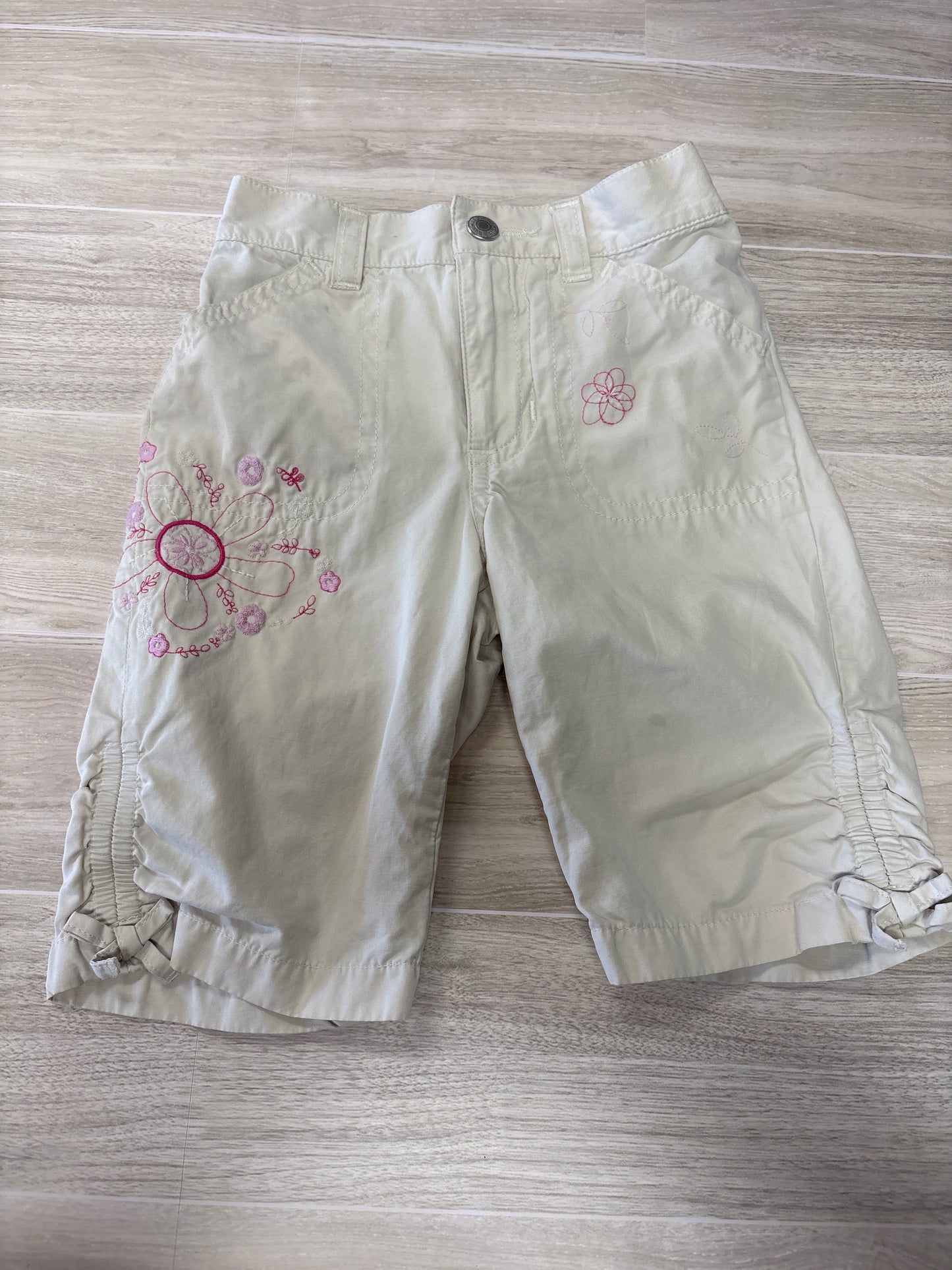 12-18m Windberaker Wide Leg Beige Pants with Flower Detail
