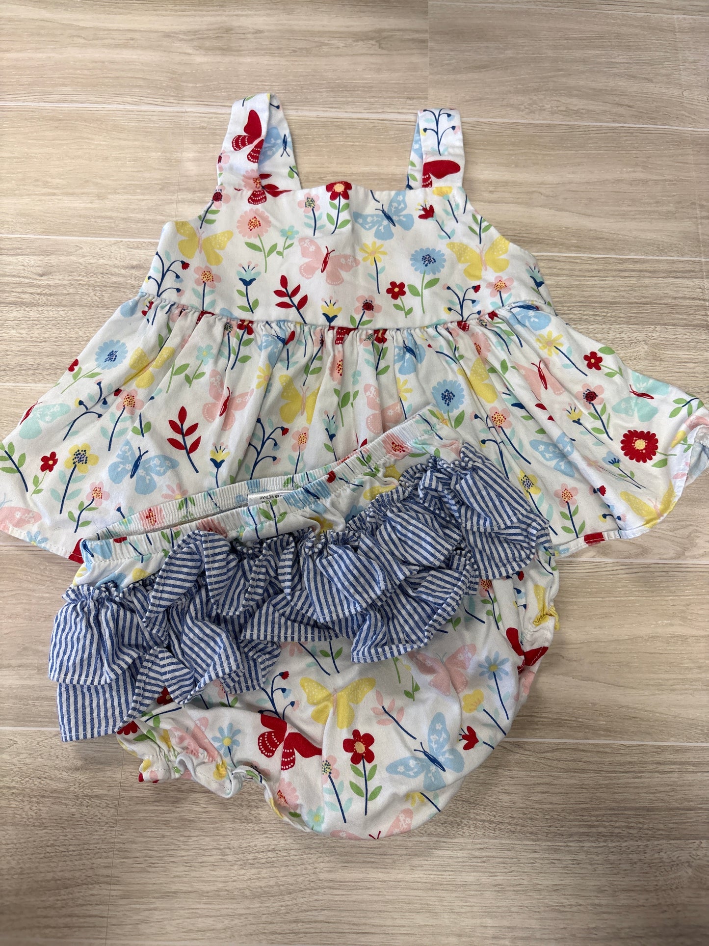 18m Butterfly Floral 2 Piece Tunic + Bloomer Set