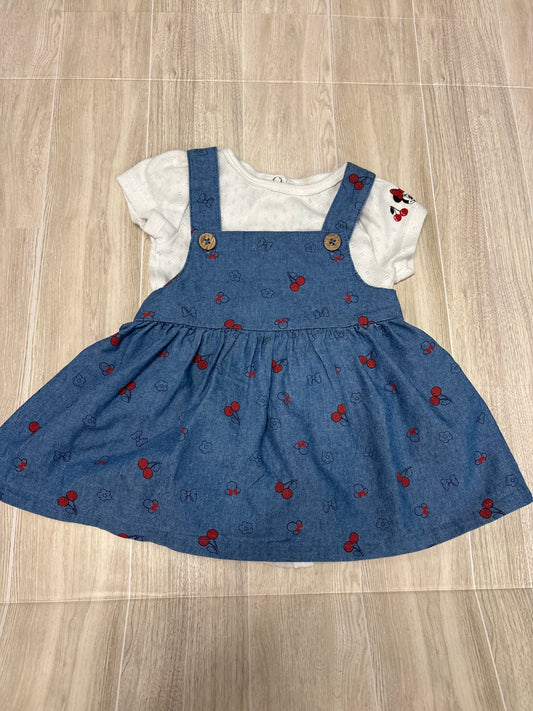 12m Minnie Cherry Dress + Eyelet Onesie Set