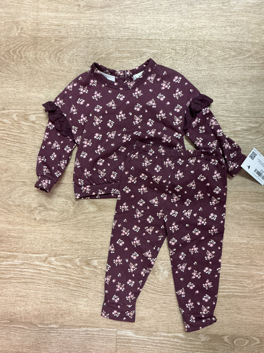 12m Purple Floral Ruffle 2 Piece Set